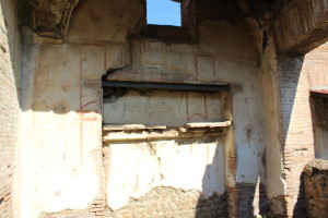 Columns and decorations around fireplace