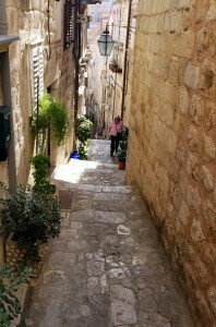 Collette tackling the stairs